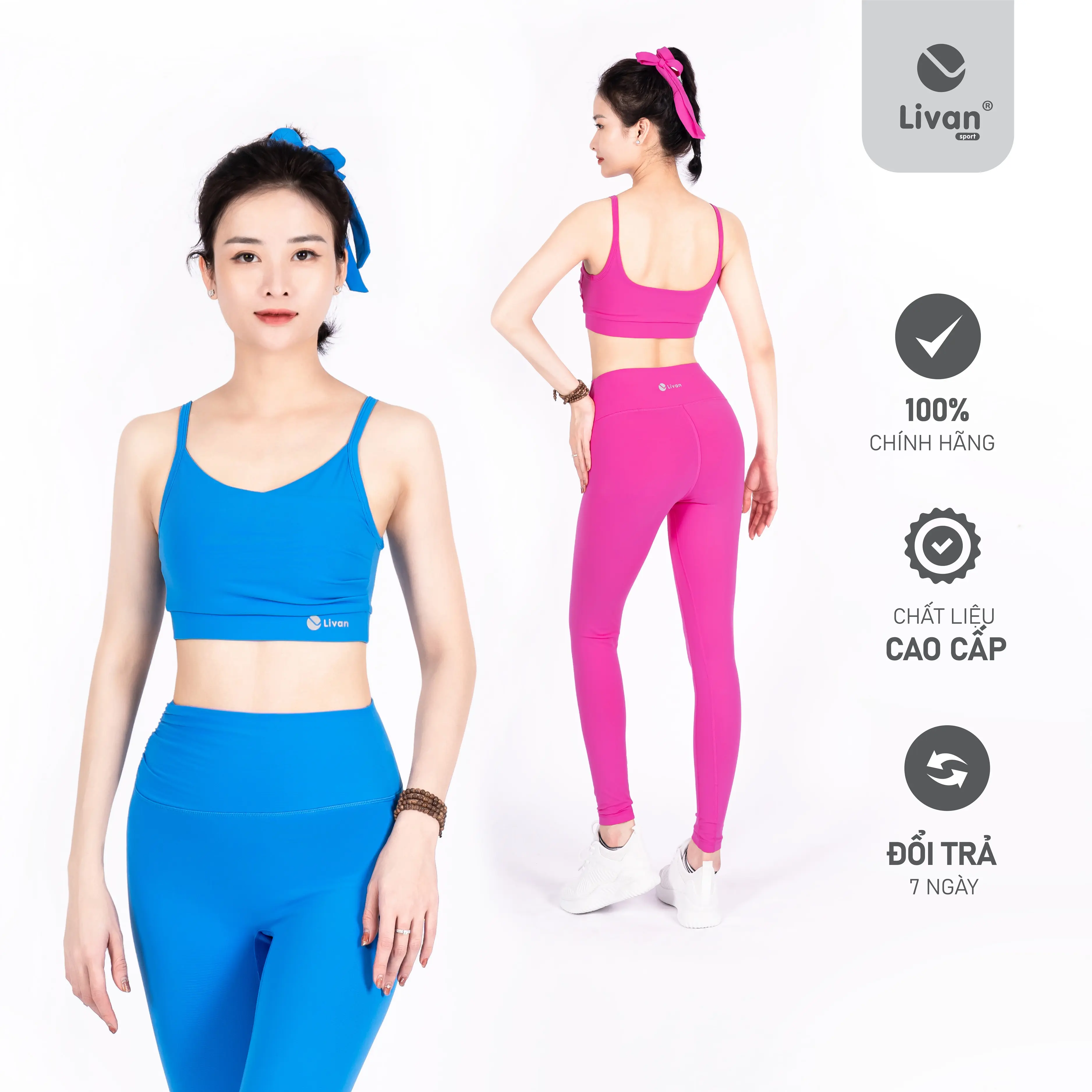 Bộ Tập Yoga Gym LV24-212204 Livan Sport Áo Bra Kèm Đệm Rời & Quần Legging Co Giãn Mềm Mại, Bộ Tập Yoga Nữ