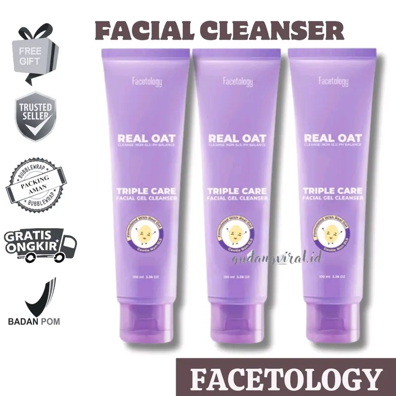 FACETOLOGY TRIPLECARE FACIAL GEL CLEANSER SABUN CUCI MUKA GENTLE LOW PH OAT Membersihkan 0