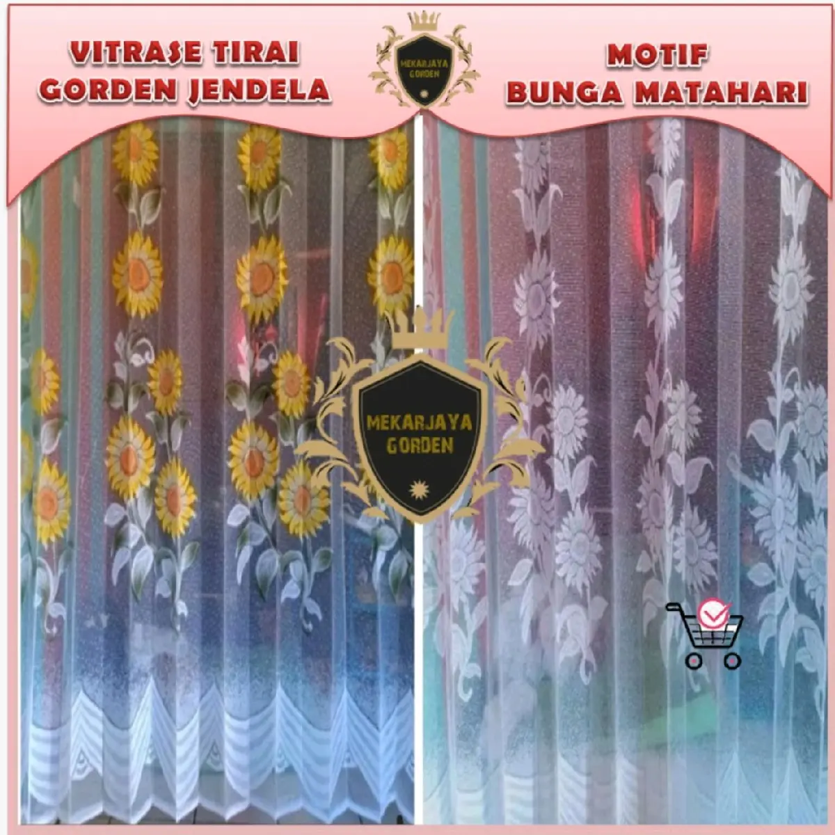 tirai Gorden Vitrase Dalam Puring Putih Motif - Ukuran 100x150cm/100x190cm/200x150cm/200x190cm vitrase foil white hordeng pintu