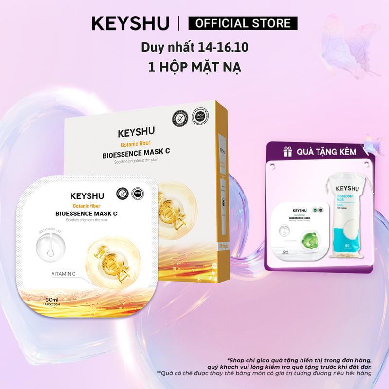 Hộp Mặt Nạ Bioessence Mask - Vitamin C KEYSHU Dưỡng Ẩm, Làm Dịu Và Sáng Da 10 Miếng 30ML