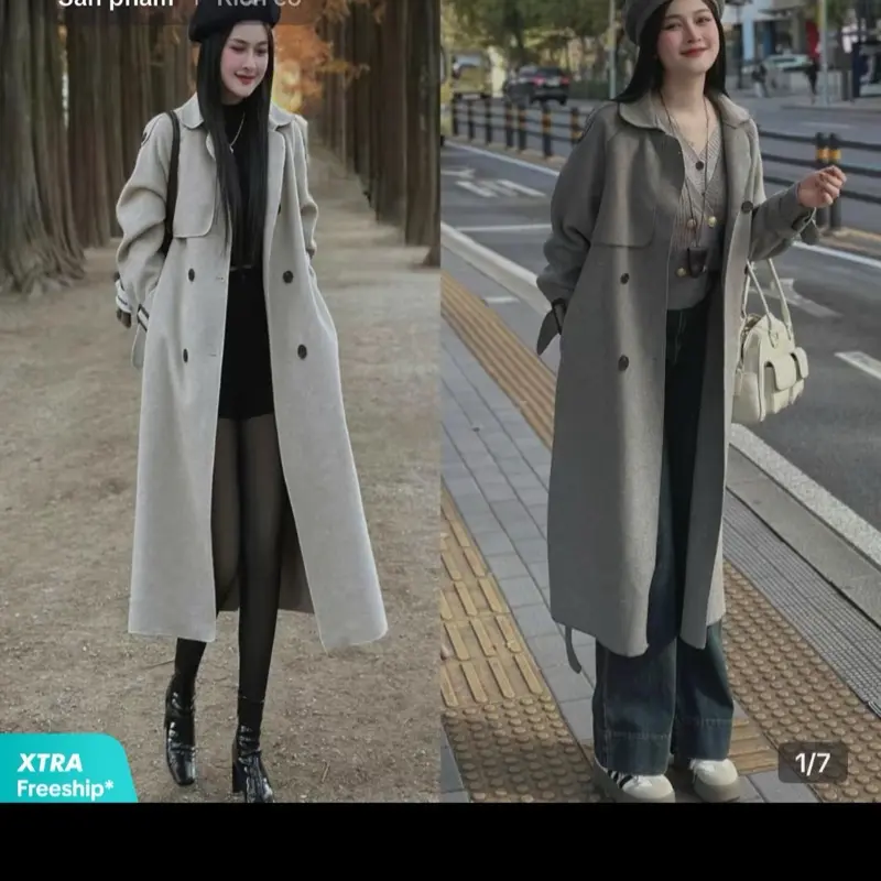 Áo khoác dạ ép áo choàng măng tô dang dài mùa đông nữ VNXk