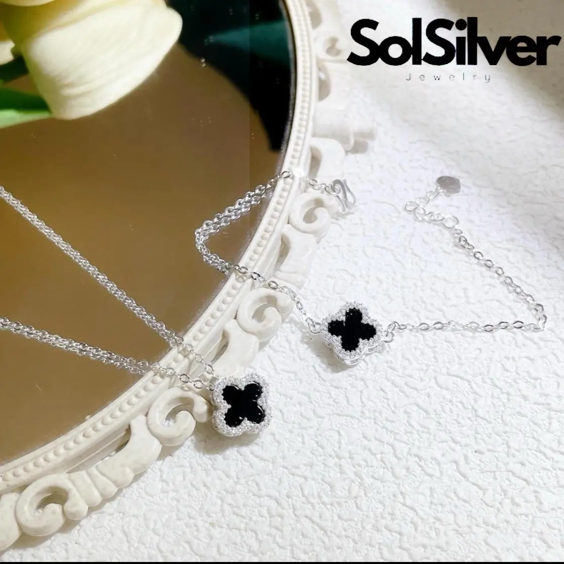 Dây và lắc tay 4 lá có mix set Sol Silver vong  tay nữ