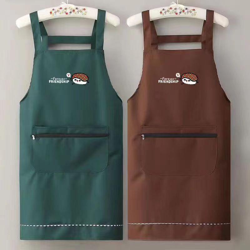 Product Introduction of Waterproof Oilproof Apron with Zipper Home Kitchen Apron Large Pocket Fashion Abrasion Resistant Workwear 2