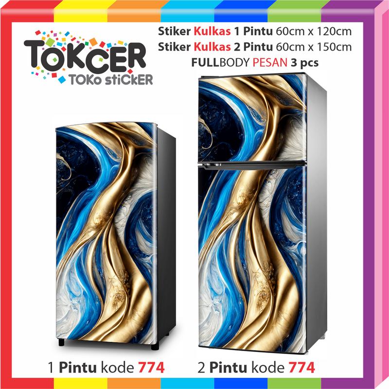 STIKER Kulkas 1 Pintu atau 2 Pintu Motif MARMER MEWAH Keren Sticker 3