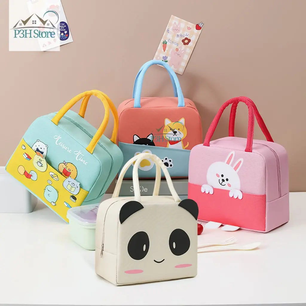 Túi giữ nhiệt túi đựng cơm hộp túi đựng đồ ăn có dây kéo tiện dụng phong cách hoạt hình vui nhộn TGN02 Bag