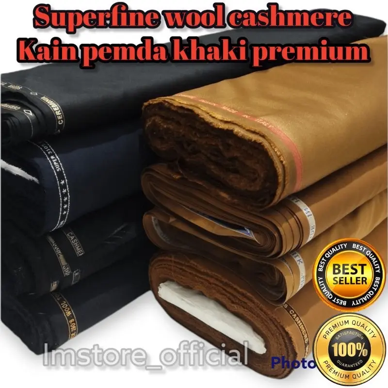 Kain pemda khaki super premium wool and silk bahan baju seragam setelan dinas pemda PNS PDH ASN katun kain dasar Benang