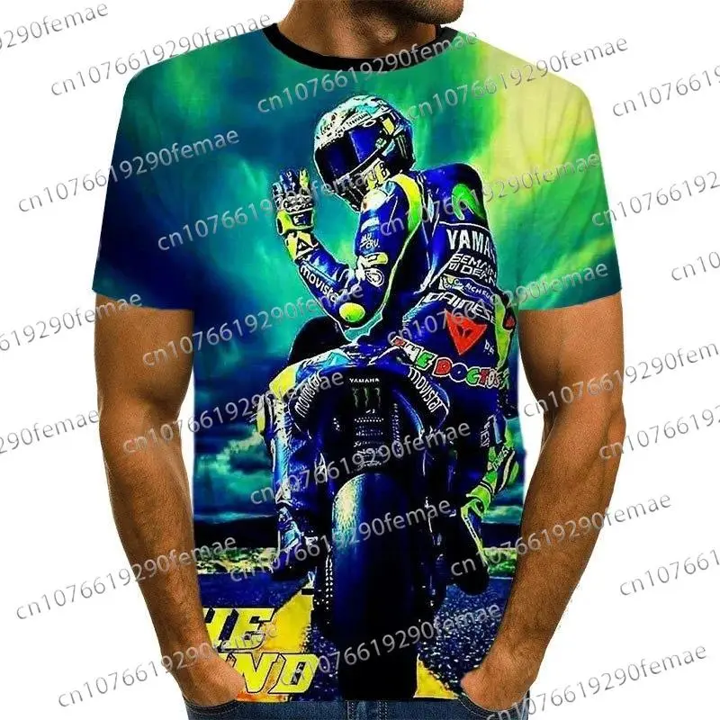 Rossi 46 Men's 3D Printed Motorcycle Racing T-Shirt Short Sleeve GP Racing Top for Men