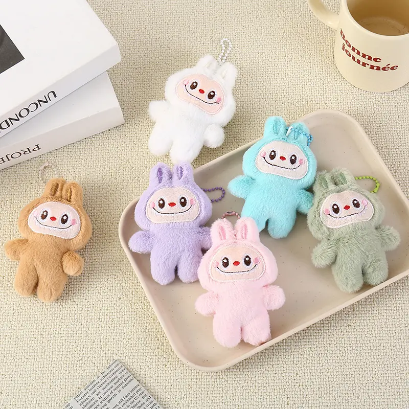 COD labubu cartoon plush toys doll keychain kawaii anime pendant keyring cute children Girls birthday gift backpack hang