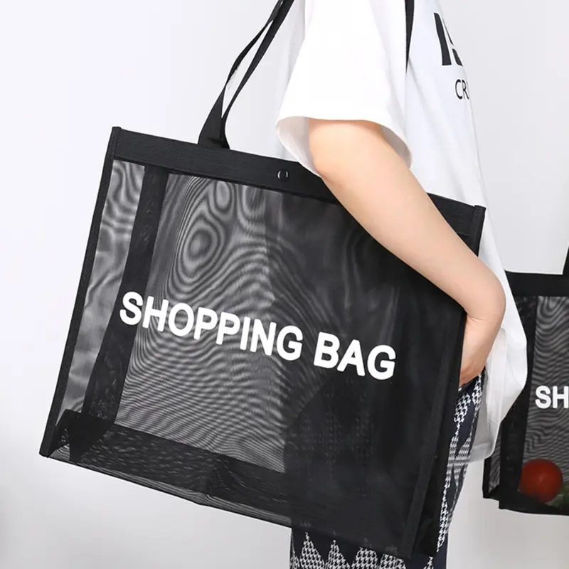 Túi Mua Sắm Lưới Nylon, Trong Suốt, Dung Tích Lớn, Túi Xách Một Vai, Thoáng Khí, Thích Hợp Đi Biển Và Du Lịch