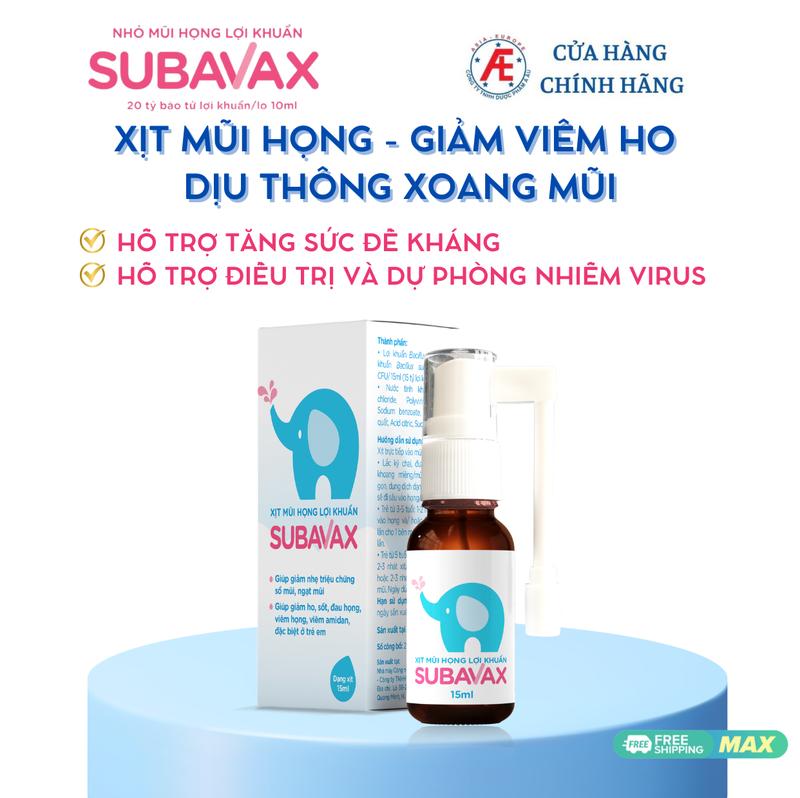 SUBAVAX -  Xịt mũi họng lợi khuẩn Chứa Bào Tử Lợi Khuẩn Cho Bé - viêm tai mũi họng  - Màu Xanh (Lọ 15ml)