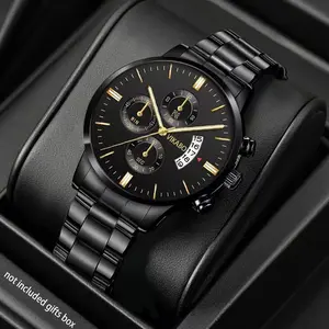 Jam Tangan Kuarsa Pria Dengan Dial Bulat Dan Tali Stainless Steel Cocok Untuk Bisnis Dan Kantor