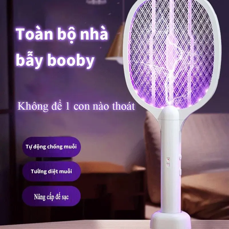 Vợt muỗi thông minh tự động,có đèn bắt muỗi sạc tích điện, vợt bắt muỗi thông minh cao cấp để bàn. Có 2 màu trắng và xanh, giao màu ngẫu nhiên. 1