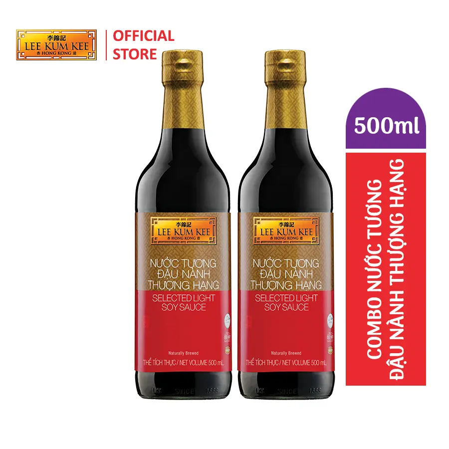 Nước tương đậu nành thượng hạng Lee Kum Kee Selected Light Soy Sauce 500ml (Combo 2 chai)