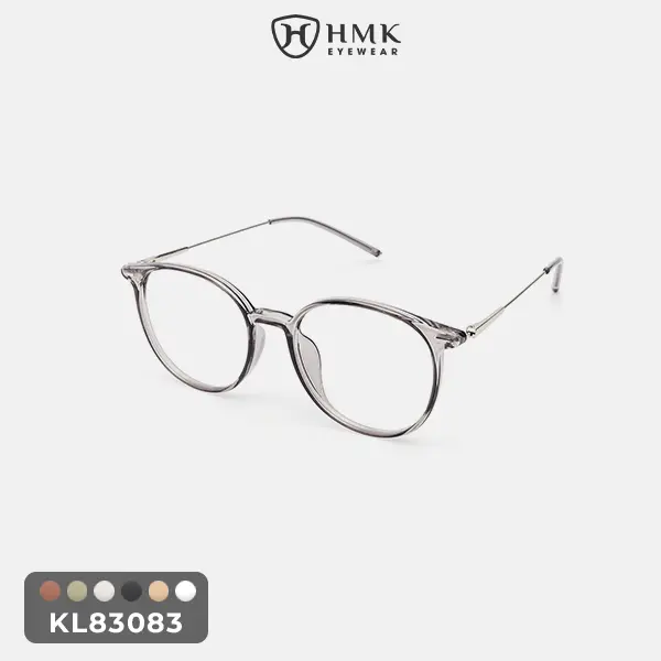 Gọng Kính Cận HMK Eyewear Kim Loại Phối Nhựa Unisex Nam Nữ Dáng Oval Dễ Mang Xinh Xắn, Có Thể Lắp Cận - KL83083 5
