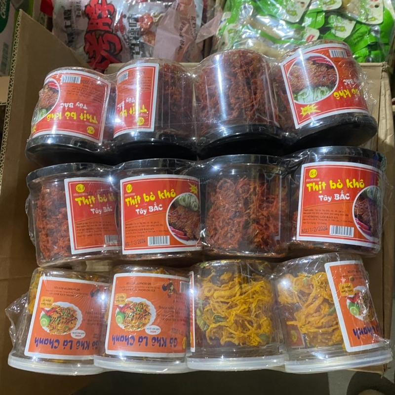 Sỉ Lốc 8 Hộp Khô Bò , Khô Gà Lá Chanh 180g/hộp Đồ Ăn Vặt Cổng Trường