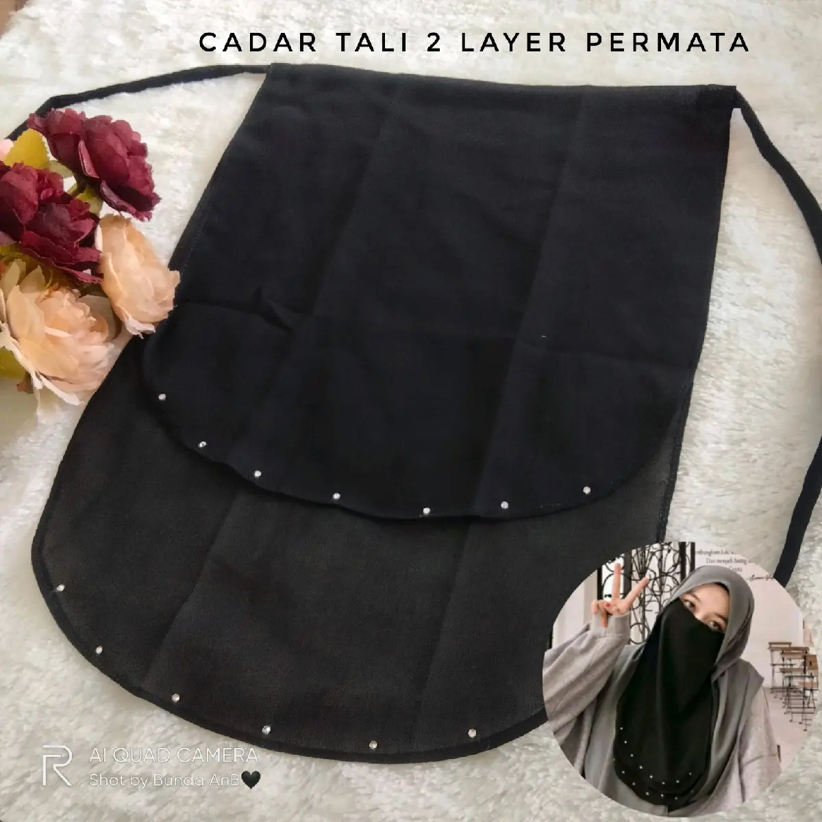 Cadar tali manik 2 layer tanpa jahitan dibawah mata