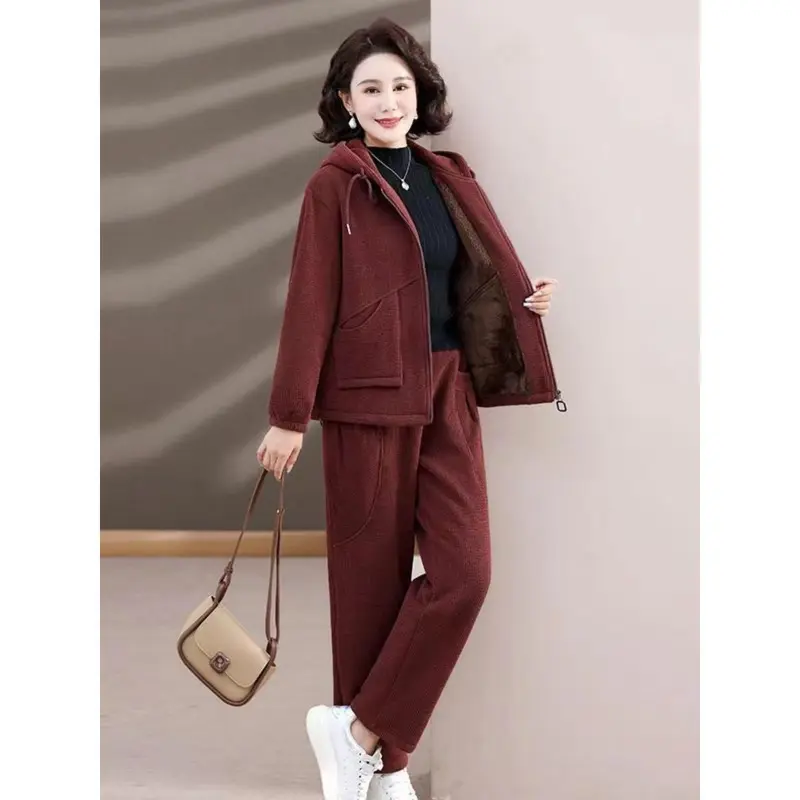 Trang Phục Quần Áo Thể Thao, Phong Cách Thường Ngày Dày Dặn, Áo, Dành Cho Phụ Nữ TRUNG NIÊN Và Cao Tuổi, Áo Khoác Mới, Lót Lông Cừu, Thích Hợp Cho Mùa Thu, 2024 1