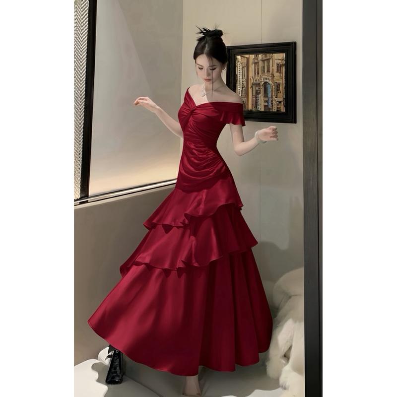 DP13 ĐẦM PHI LỤA BẸT VAI ĐI CHƠI ĐI ĂN CƯỚI ĐẦM TẾT ĐẦM ĐI TIỆC CUỐI NĂM