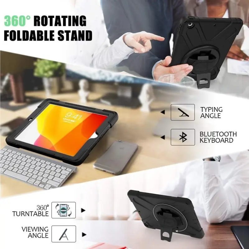Case For Samsung Tab S9 FE 10.9 S7 S8 11 inch 2025 2023 2022 2020 T870 T875 X700 X706 X710 X716 X510 X516 Casing Heavy Duty Rugged Armor Shockproof Cover Pelindung Kesing Robot Stand Standing Rotate Rotating Penutup Silikon 4