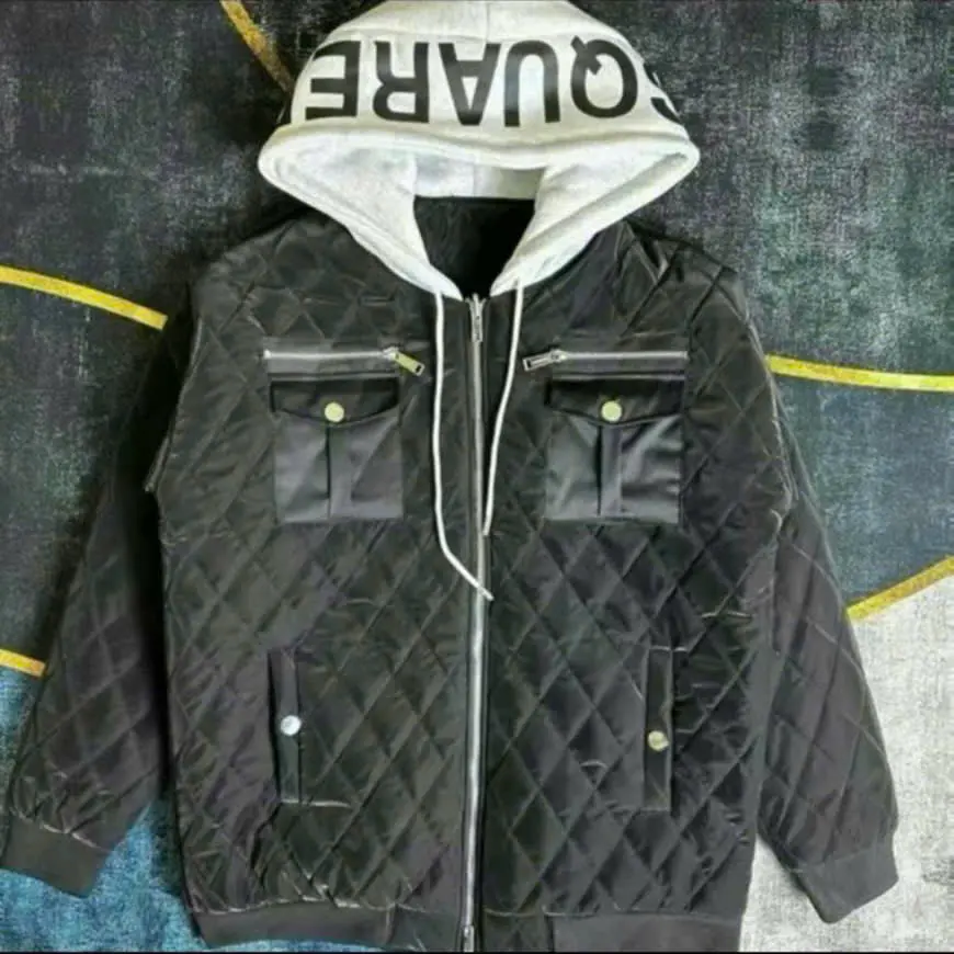 Áo Khoác Phao Trần Trám Hàng 3 lớp Dày Dặn - Áo Họa Tiết in Chữ ở Mũ Phối 2 Túi Menswear