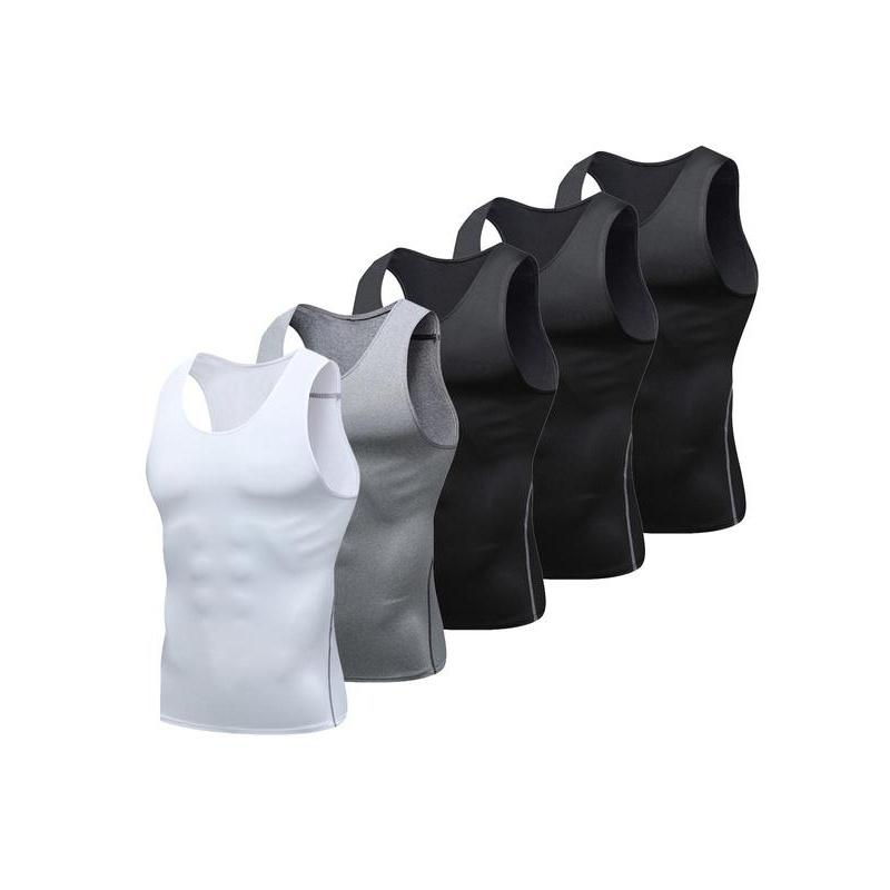 Men's Solid Compression Tank Top, Quick Drying Breathable Shaper Top, Men's Dry Fit Sleeveless Sports Top for Men, Waist Trainer, Athletic Workout Gym Exercise Clothing 2