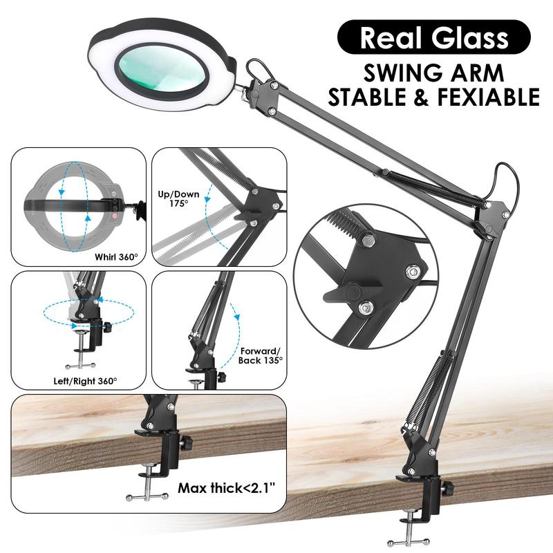Product Introduction of 4.3inch 84 LED 10X Magnification Illuminated Magnifier, 1 Count USB Powered 5 Colors LED Magnifying Glass for Soldering Iron Repair, Table Lamp, Skincare Beauty 2