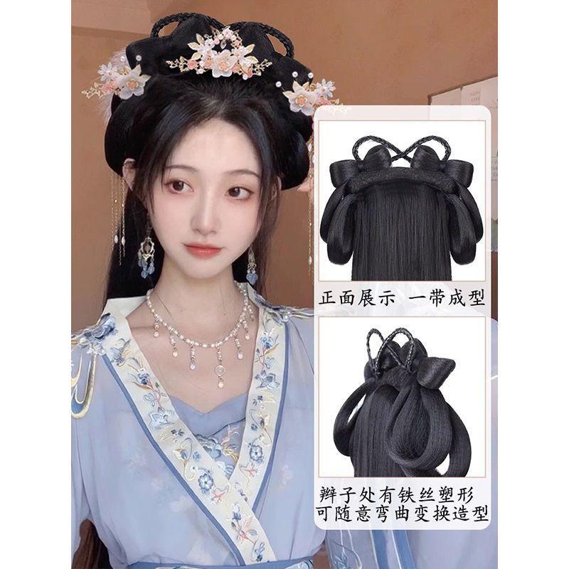 Product Introduction of ผ้าโพกศีรษะสำหรับเสื้อผ้าจีนฮั่น, วิกผมเครื่องแต่งกายโบราณ, ที่คาดผมขี้เกียจชิ้นเดียว, เครื่องประดับผมครบชุด, สไตล์โบราณ, แผ่นสร้างแบบจำลองซาลาเปา, กระเป๋าใส่ผม 2