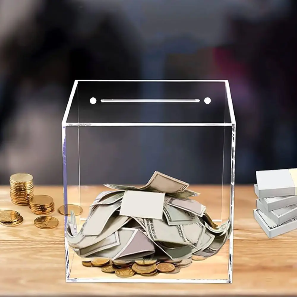 Acrylic Money Box, 1 Count Clear Money Saving Box, Money Saving Box for Home Office, Acrylic Card Box for Weddings & Events