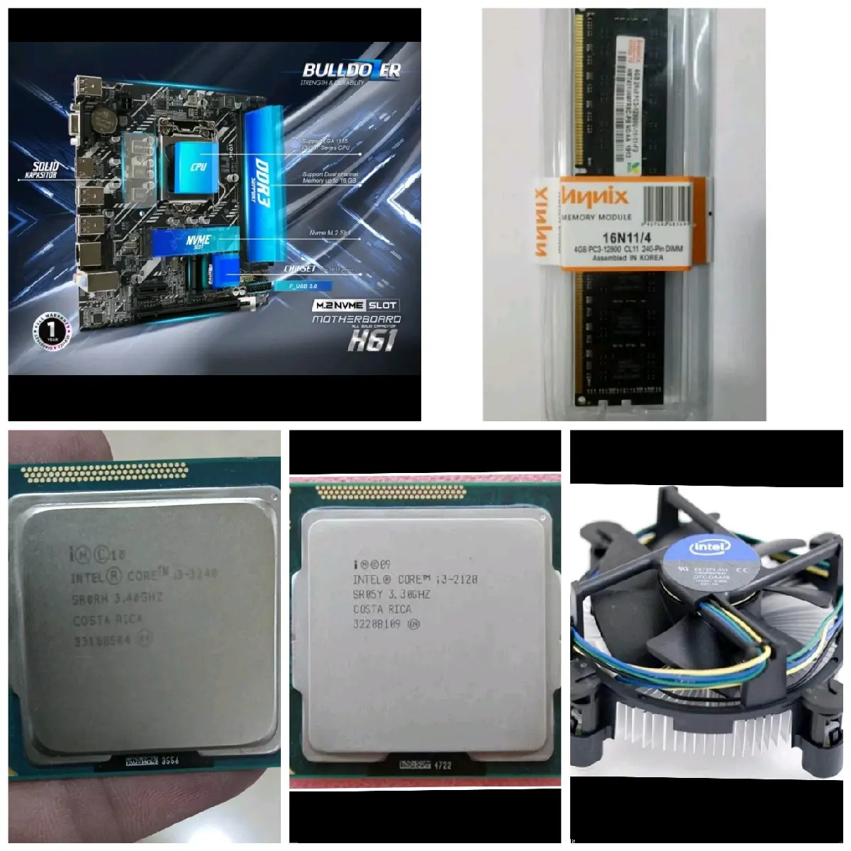 PAKET PC RAKITAN PROCESSOR INTEL CORE i3 LGA 1155 MOTHERBOARD H61 RAM 4GB / 8GB