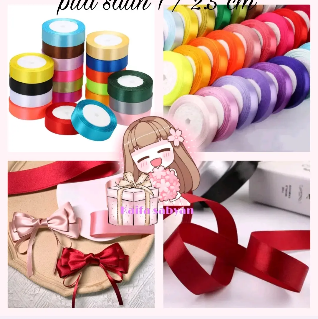 PITA SATIN POLOS 1 INCH /2.5 CM PITA KADO SATEEN HIASAN SOUVENIR 1 ROLL