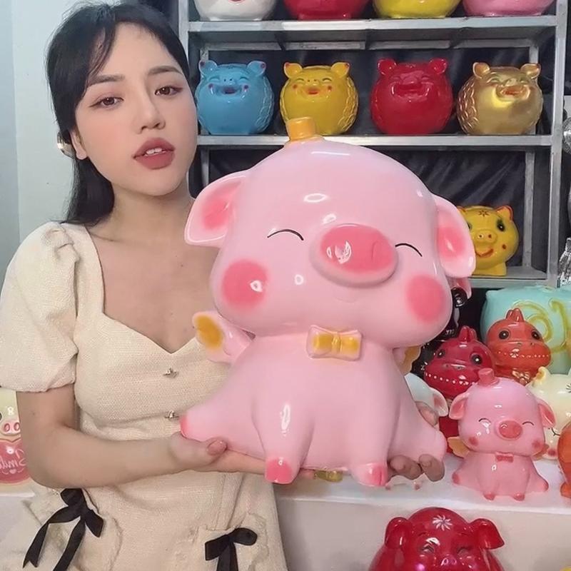 Heo đất, lợn đất cười mắt híp có cánh dễ thương Ống Tiết Kiệm Ống Heo Đựng Tiền Đồng