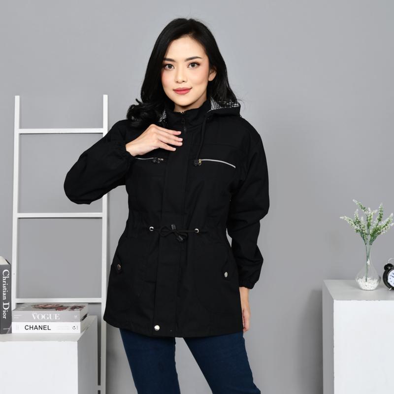 Jaket Wanita Parka Jumbo Hitam Bolak Balik Premium Tebal Kekinian 5