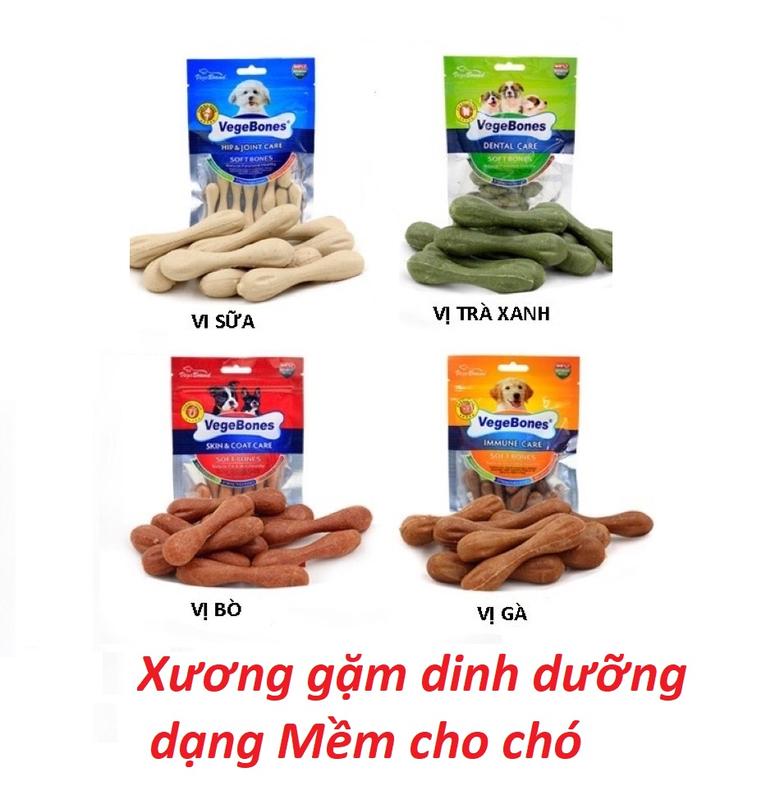 Xương thưởng sạch răng chó mèo, xương gặm mềm vegebones 60g
