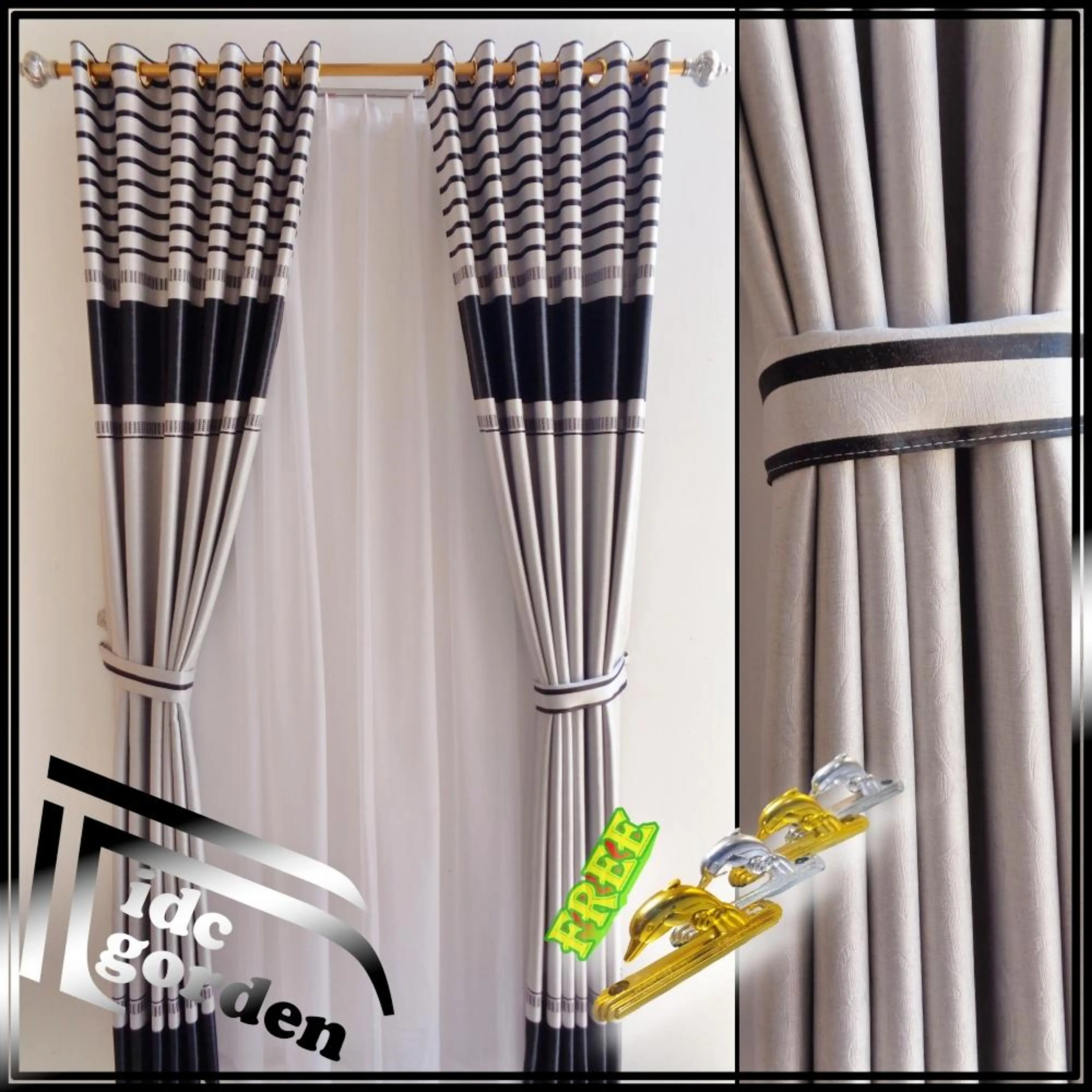 gorden jendela rumah bahan blackout semi bludru motif embos model smokring