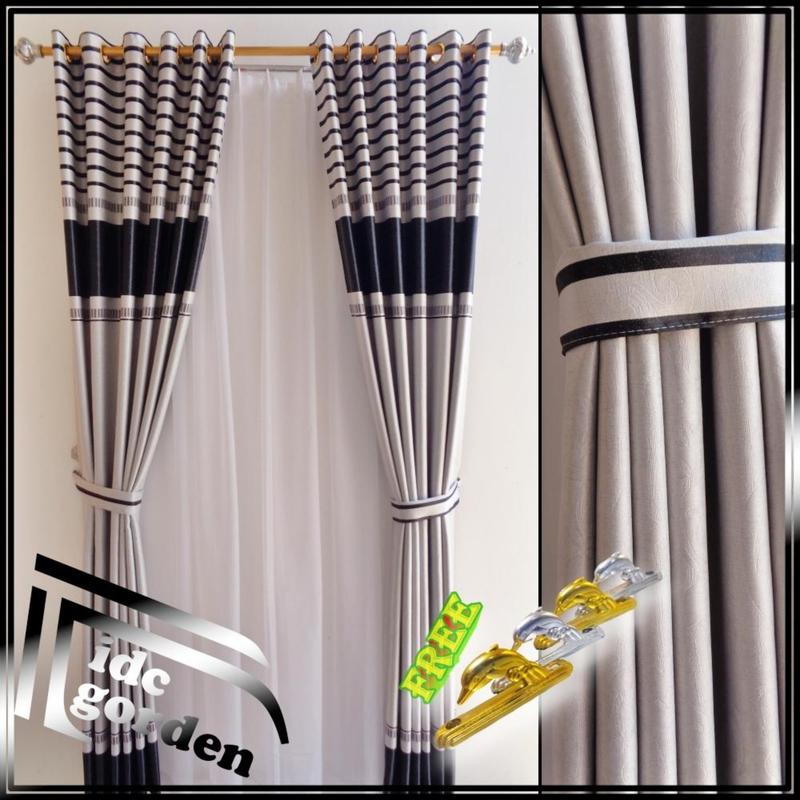gorden jendela rumah bahan blackout semi bludru motif embos model smokring 1