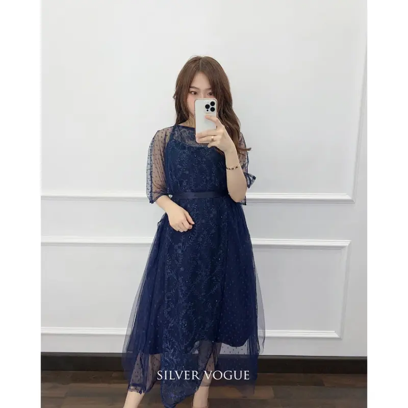 Dress Lorenza New Product Busana Wanita Dress Brukat Fashion Wanita Bisa Cod Dress Casual Pesta 4