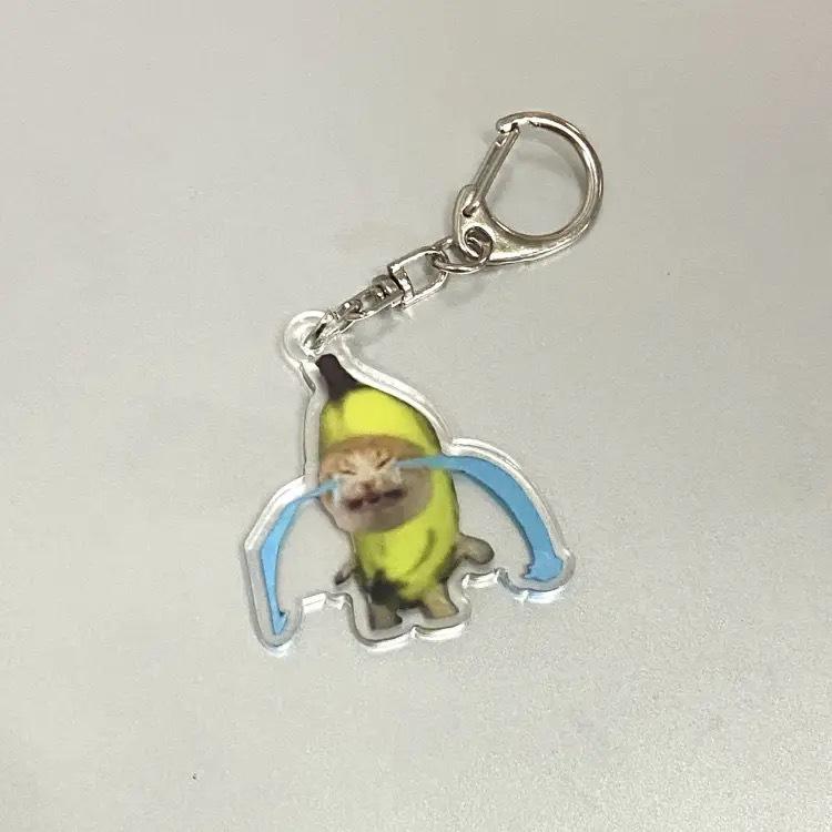 Product Introduction of Cute Cartoon Banana Cat Acrylic Keychain - Crying Banana Cat Bag Charm, Emotional Gift for Friends 2