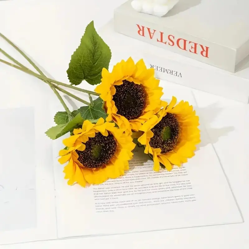 Artificial Sunflower, 6pcs Faux Sunflower, Decorative Flower for Home Party Wedding, Home Decor Supplies 4