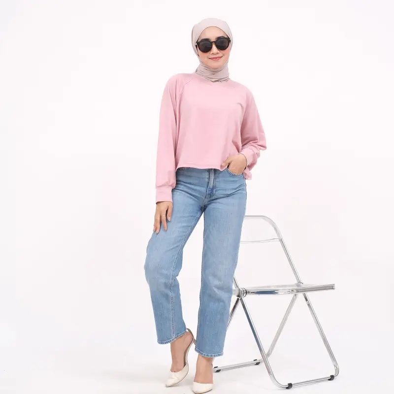 CROP TEE OVERSIZE KAOS POLOS CROP TOP LENGAN PANJANG HIJAB FRIENDLY 5