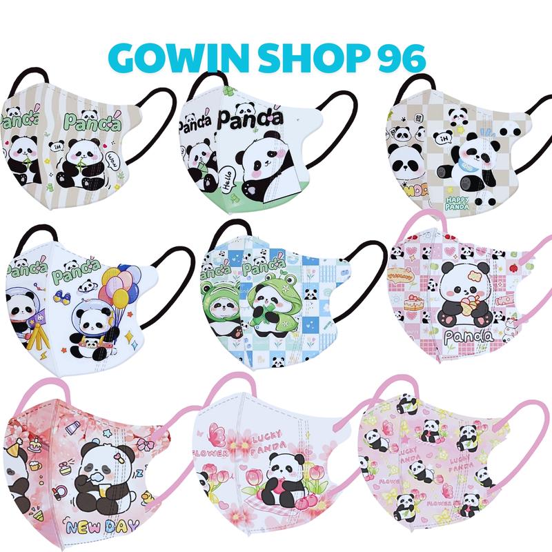 [0-10 Tuổi]Combo 50 chiếc Khẩu Trang 5d gấu trúc lụa cao cấp cho bé gái và bé trai, mềm mại không mùi ép túi 1 chiếc