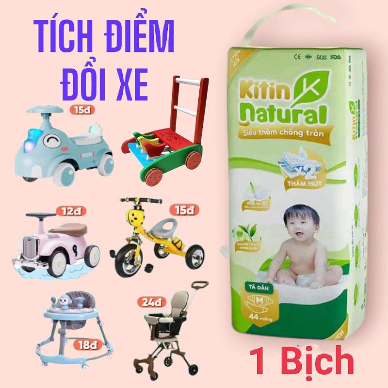 TÍCH ĐIỂM ĐỔI XE 1 bịch tã Bỉm Kitin Natural cho bé đủ size dán và quần Voi
