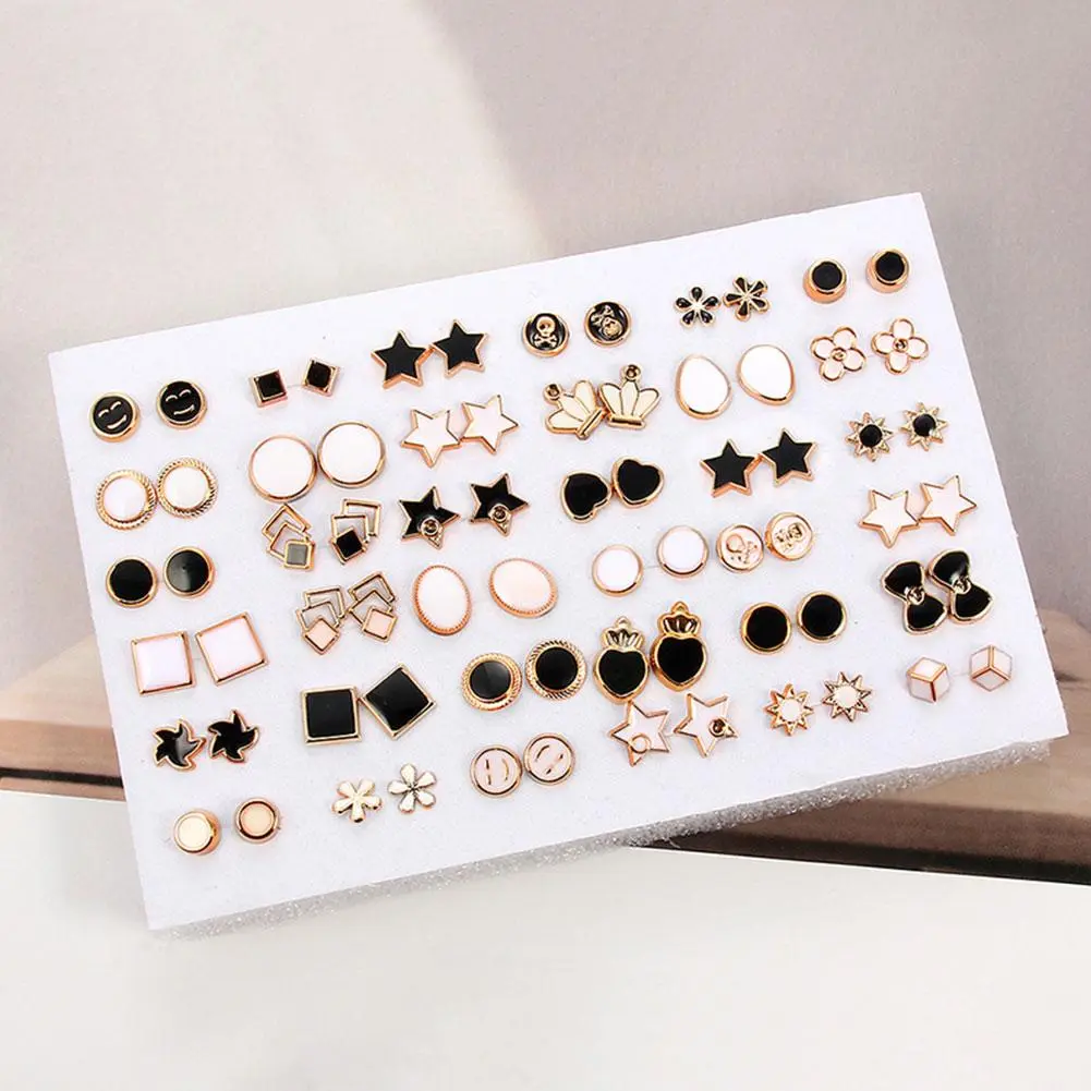 NEW 7/36Pairs Earrings Set Fashion Women Girls Plastic Flower Stud Earrings Set Random Style Ears Accessories