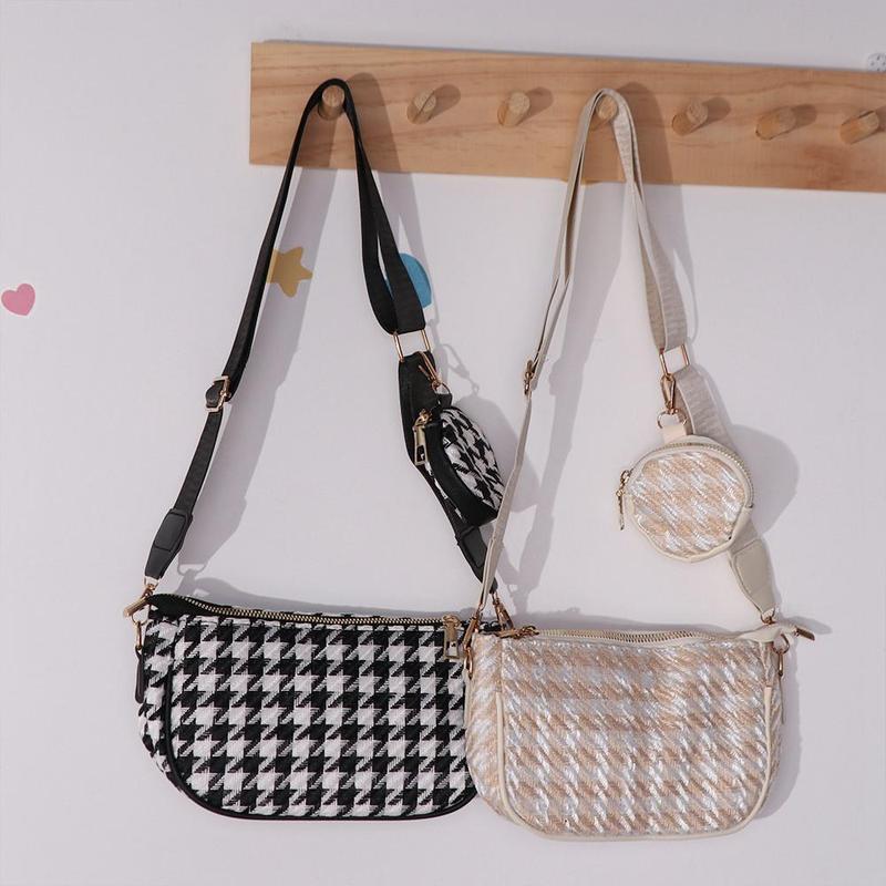 Product Introduction of Stylish Retro Travel Large capacity Adjustable Strap Composite Bags Mini Round Purse Messenger Bag Plaid Print Shoulder Bag Women Crossbody Bag 14