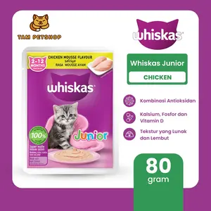 Whiskas Junior Chicken Mousse Makanan Kucing Basah Pouch 80gr