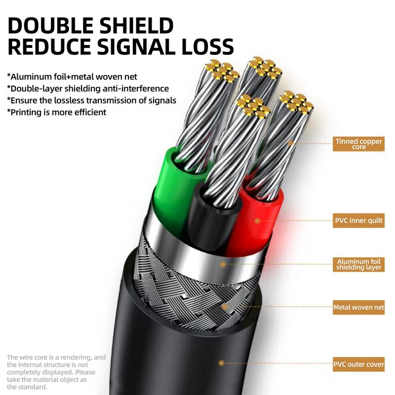 Product Introduction of USB 2.0 Printer Cable, 1 Piece High Speed Printer Cable, Universal Printer Cable for HP Canon Epson, Printer Accessories 4