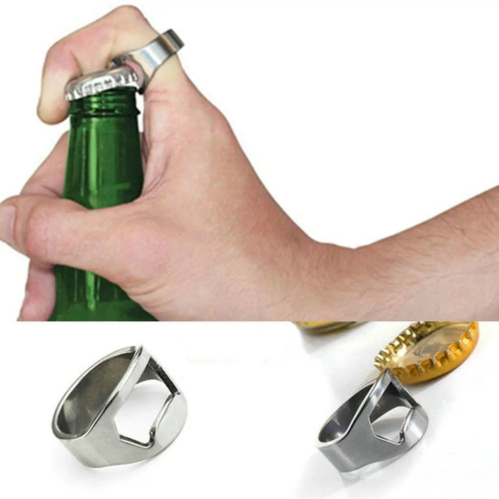 1/3pcs Bar Supplies Kitchen Tool Gadgets Finger Ring Design Jars Lid Remover Beer Bottles Opener Stainless Steel
