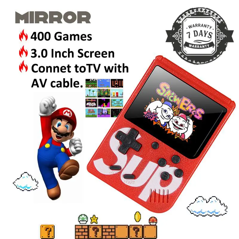 Portable 3 Inch Retro Mini Pocket Handheld Console Game Machine 400 In 1 Gameboy Rechargeable Color Screen Game Player Seven-day warranty Cable Controller Red