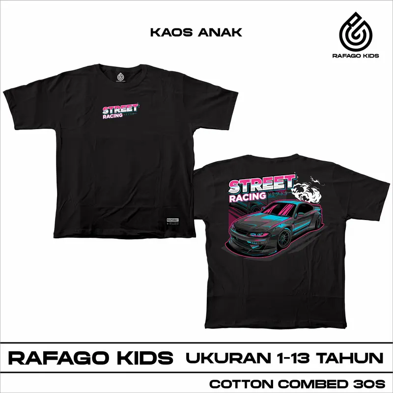 Rafago Kids Kaos Baju Anak Distro Street Racing Usia 1-13 Tahun 0