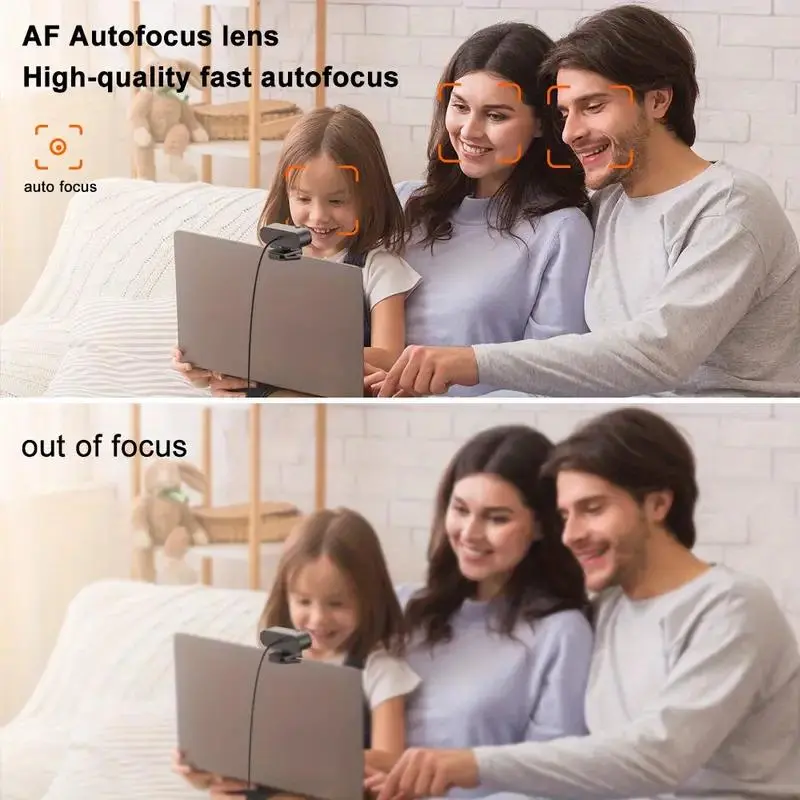 2K 4K UHD Auto Focus Computer Webcam, USB Plug & Play Webcam with Microphone & Privacy Slide Cover, 360° Rotatable Camera for PC Laptop, Home Office 6