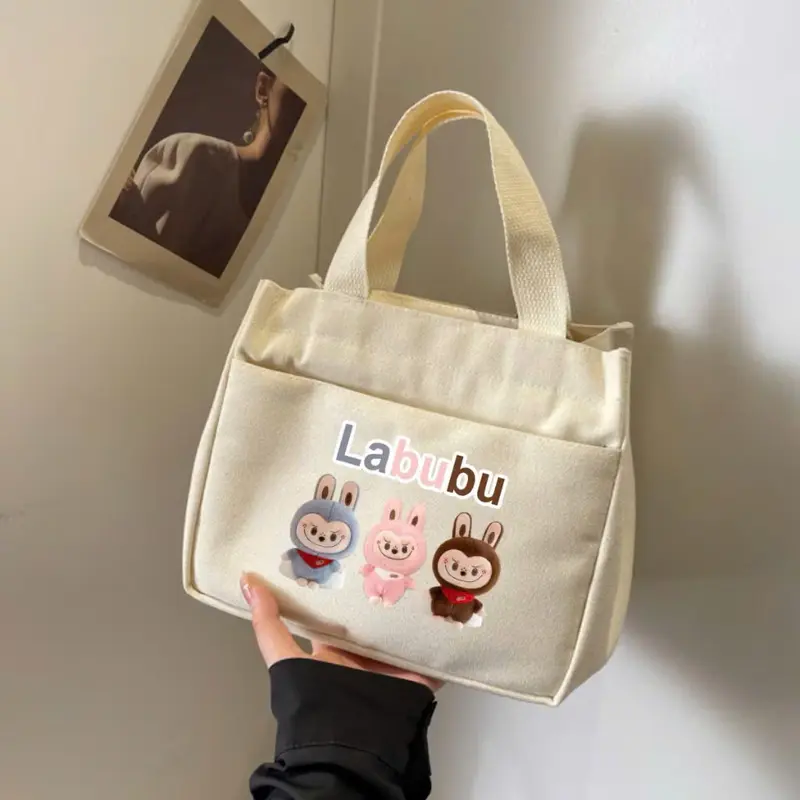 Túi đựng hộp cơm, túi đựng mỹ phẩm, túi mini đa năng túi quai xách vải canvas đựng mỹ phẩm đa năng thiết kế hình in hottrend phong cách 4